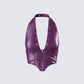 Nia Purple Vegan Leather Halter Top