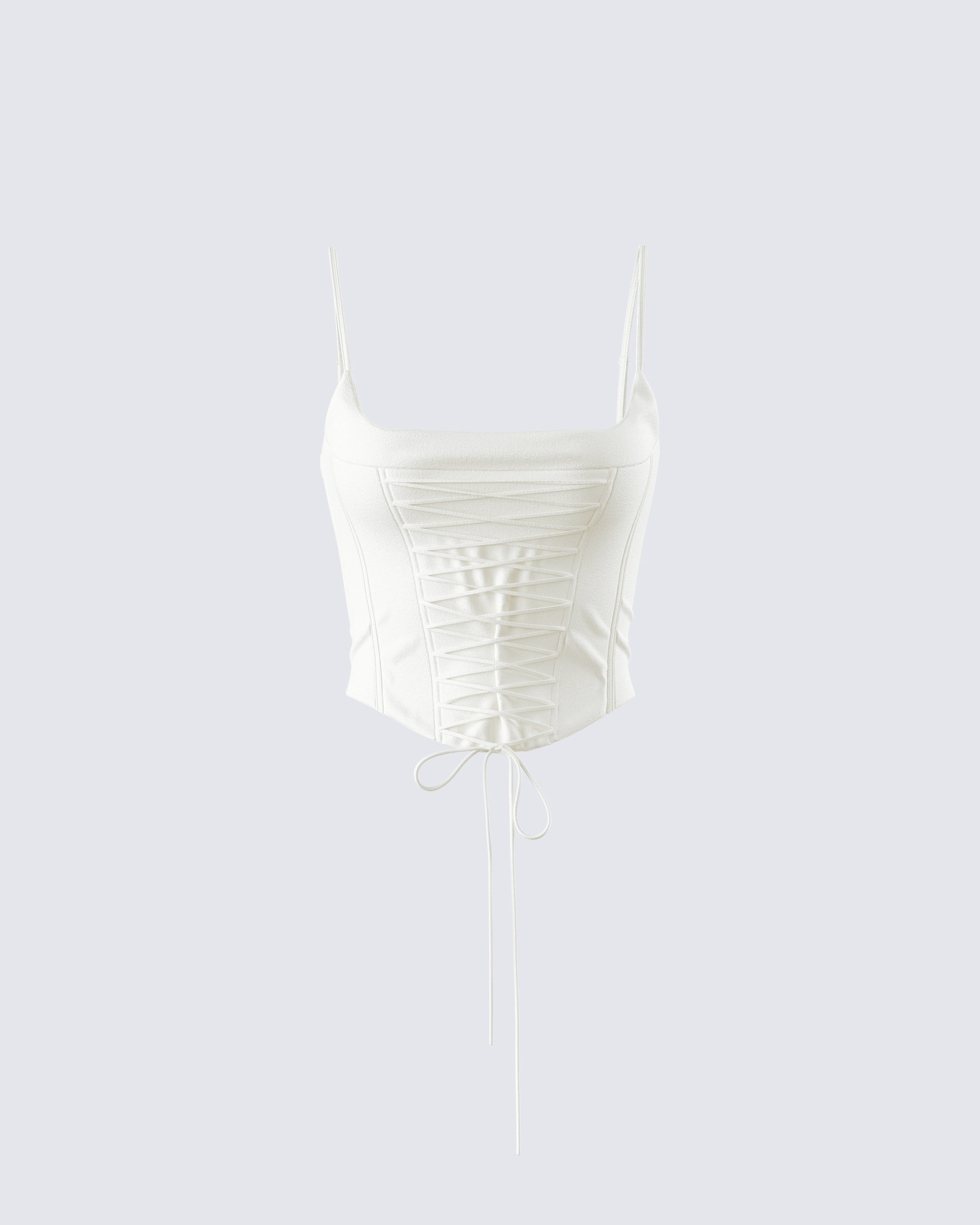 Malia Ivory Lace Up Corset Top 3d product front