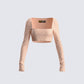 Maze Nude Rhinestone Crop Top product front