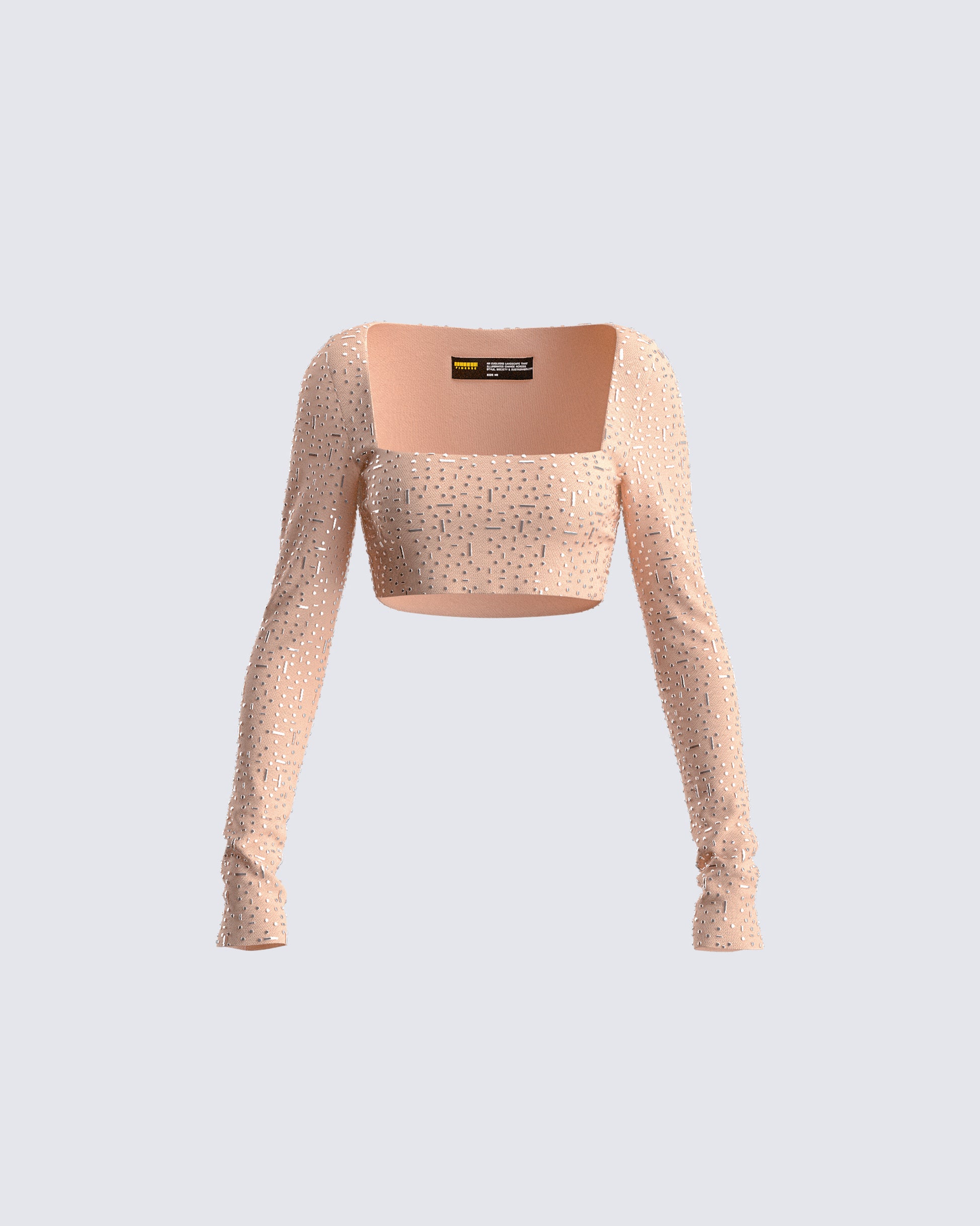 Maze Nude Rhinestone Crop Top product front