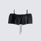 Catalina Black Chiffon Ruffle Top 3d product front