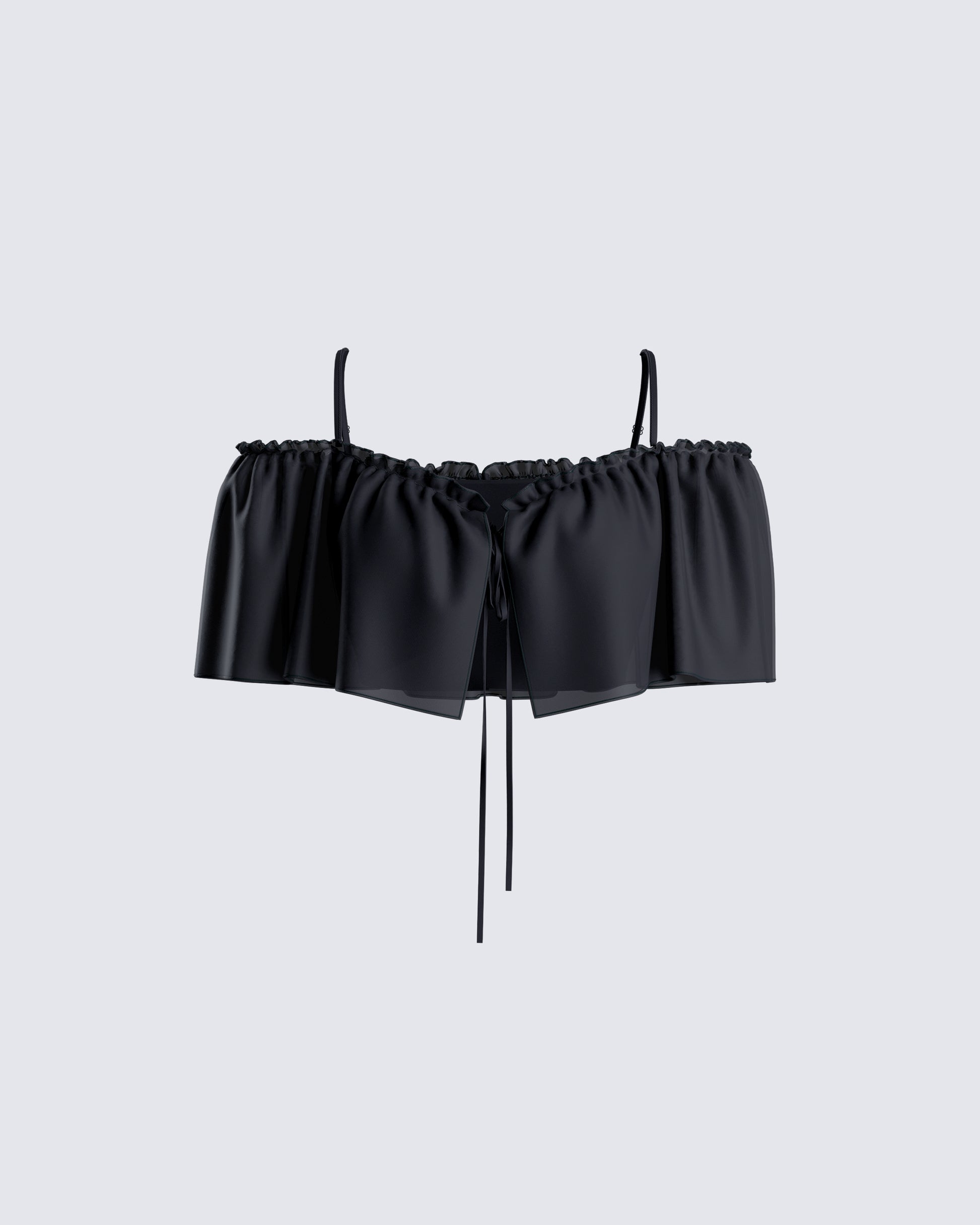 Catalina Black Chiffon Ruffle Top 3d product front