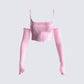 Delisa Pink Rhinestone Corset Top 3d product front