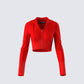 Alyssa Red Knit Cropped Jacket product front