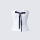 Vira White Ruched Strapless Top product front