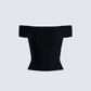 Crissle Black Rib Off Shoulder Top product front