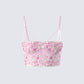 Olivia Pink Flower Corset Top 3d product front