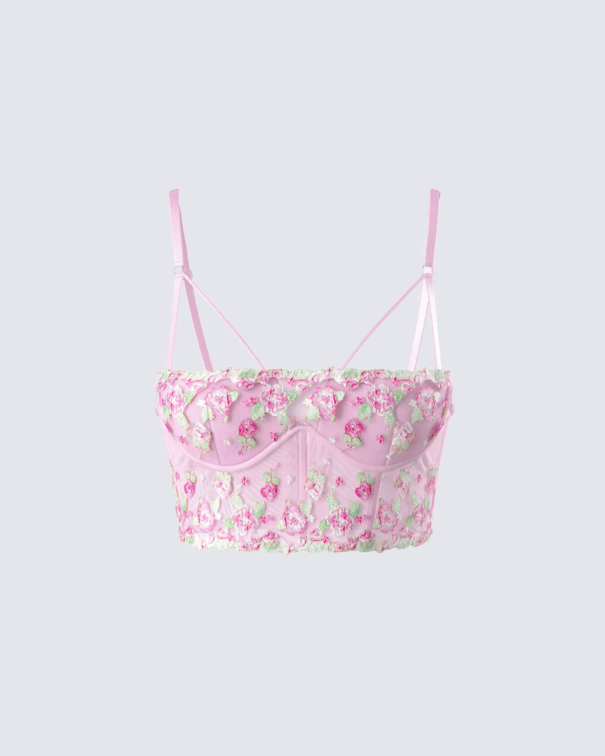 Olivia Pink Flower Corset Top 3d product front