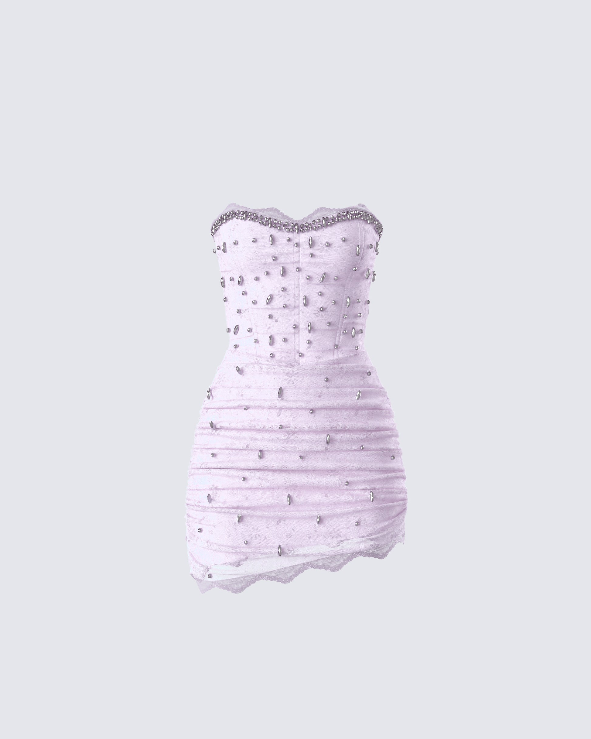 Clarisse Pink Hand Beaded Rhinestone Dress product front