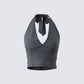 Ismay Black Denim Halter Top 3d product front