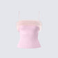 Karlissa Pink Fur Trim Cami Top product front