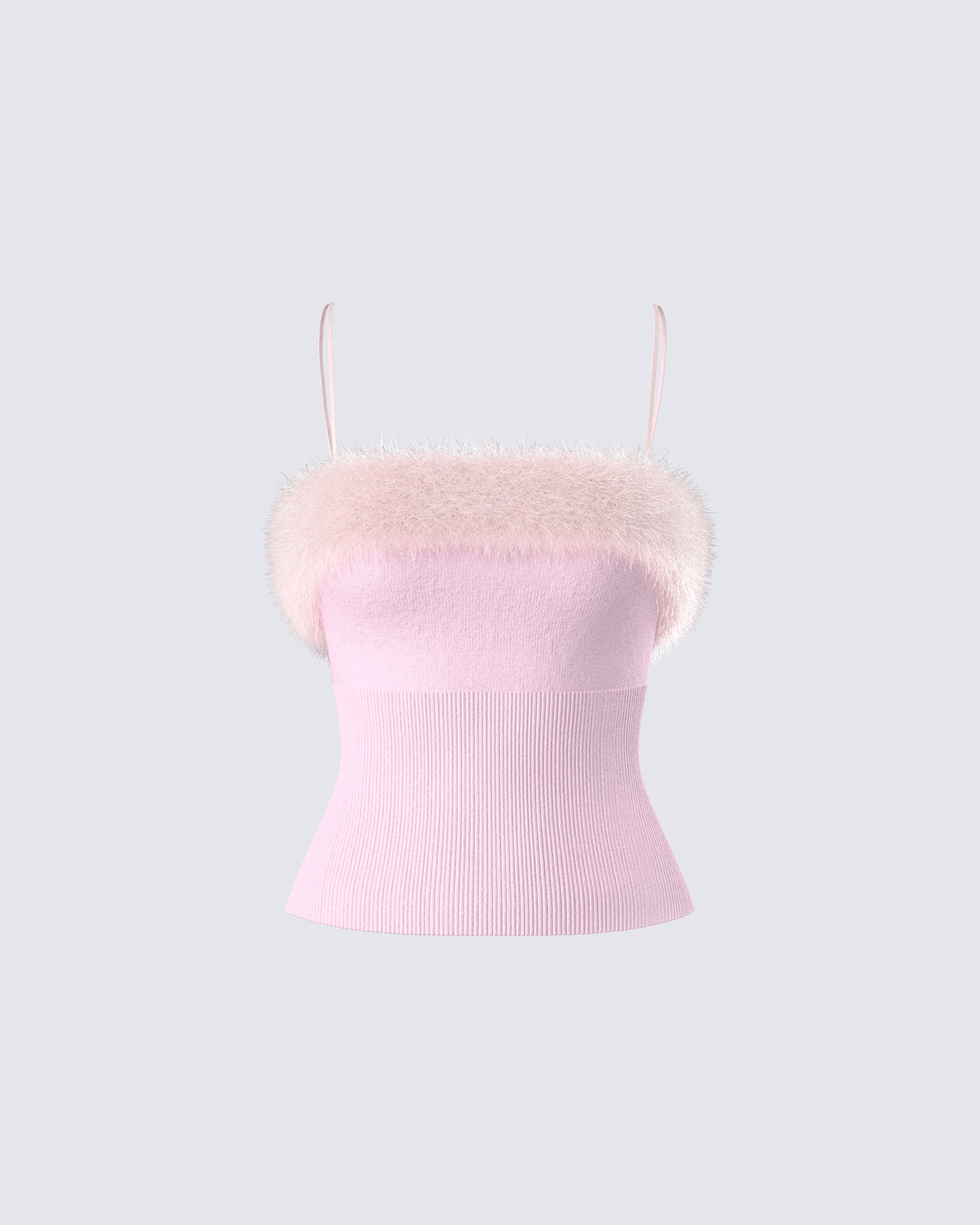 Karlissa Pink Fur Trim Cami Top product front
