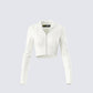 Alyssa White Knit Cropped Jacket product front