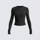 Vivi Black Jersey Long Sleeve Top 3d product front