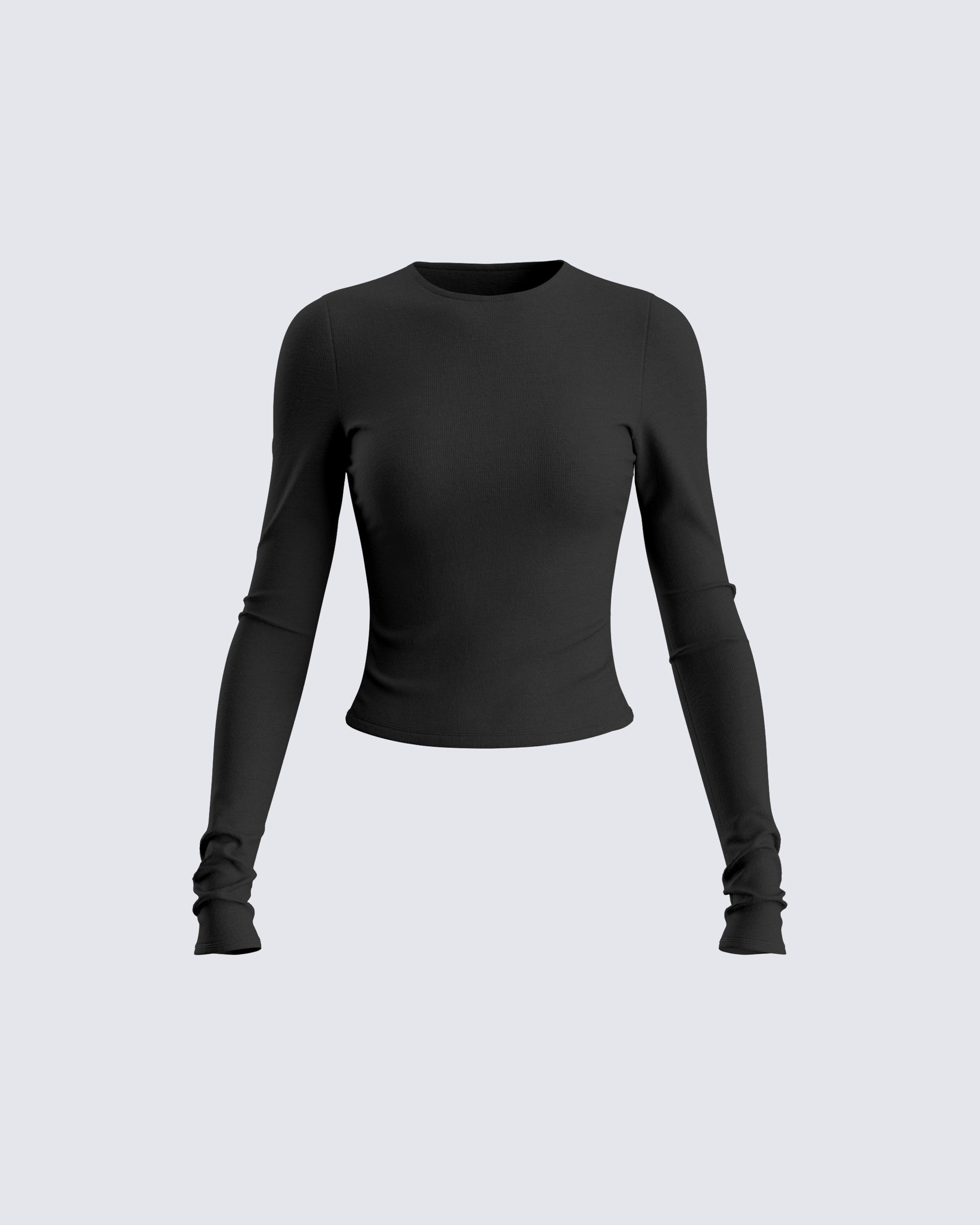 Vivi Black Jersey Long Sleeve Top 3d product front