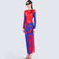 Kavya Multi Print Mesh Maxi Dress