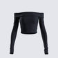 Zori Black Jersey Off Shoulder Top product front