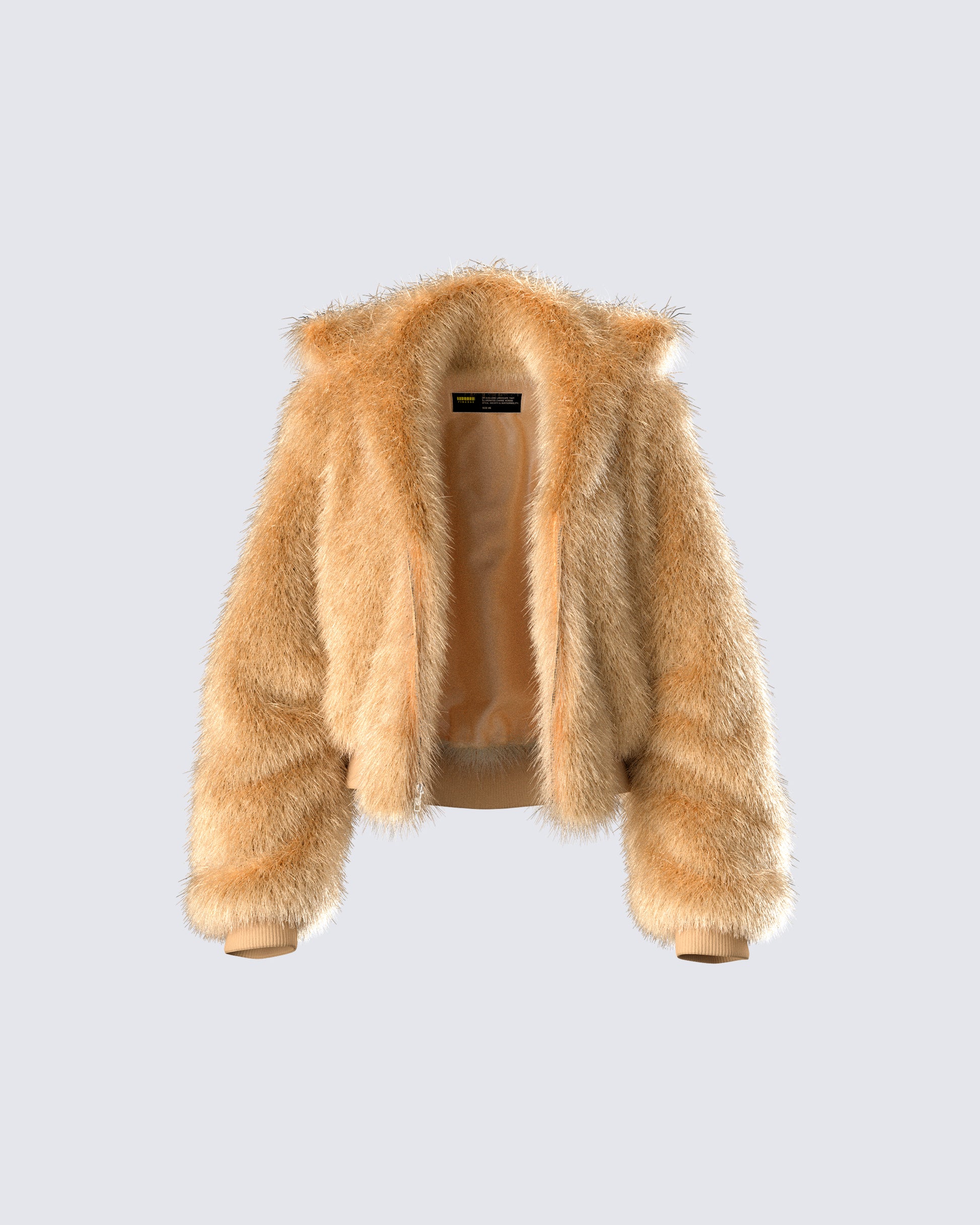 Briar Tan Faux Fur Bomber Jacket product front