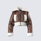 Farah Brown Vegan Leather Bomber product front