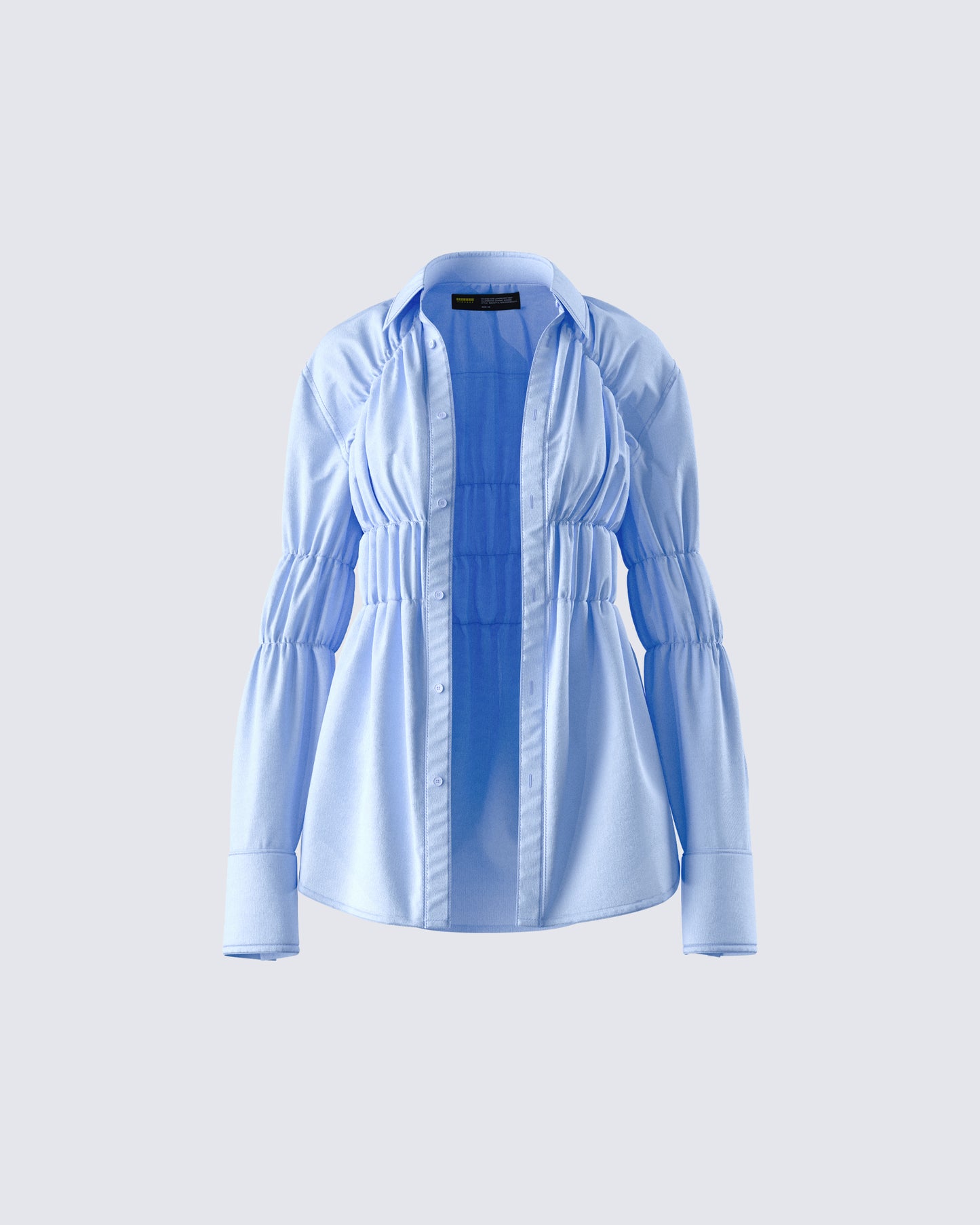 Reina Blue Poplin Ruched Shirt product front