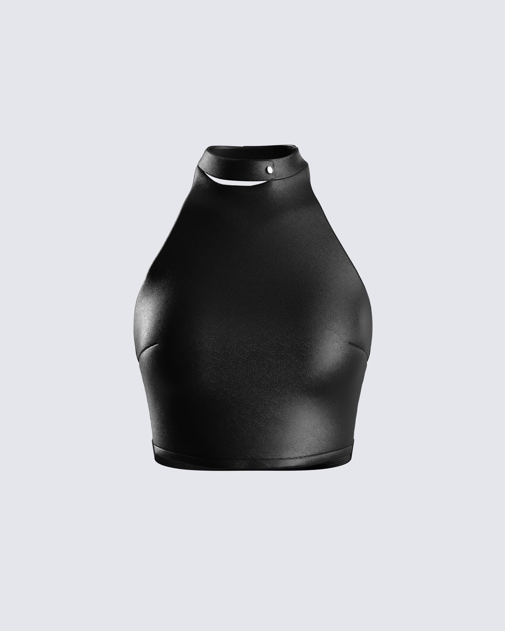 Declan Black Vegan Leather Top 3d product front