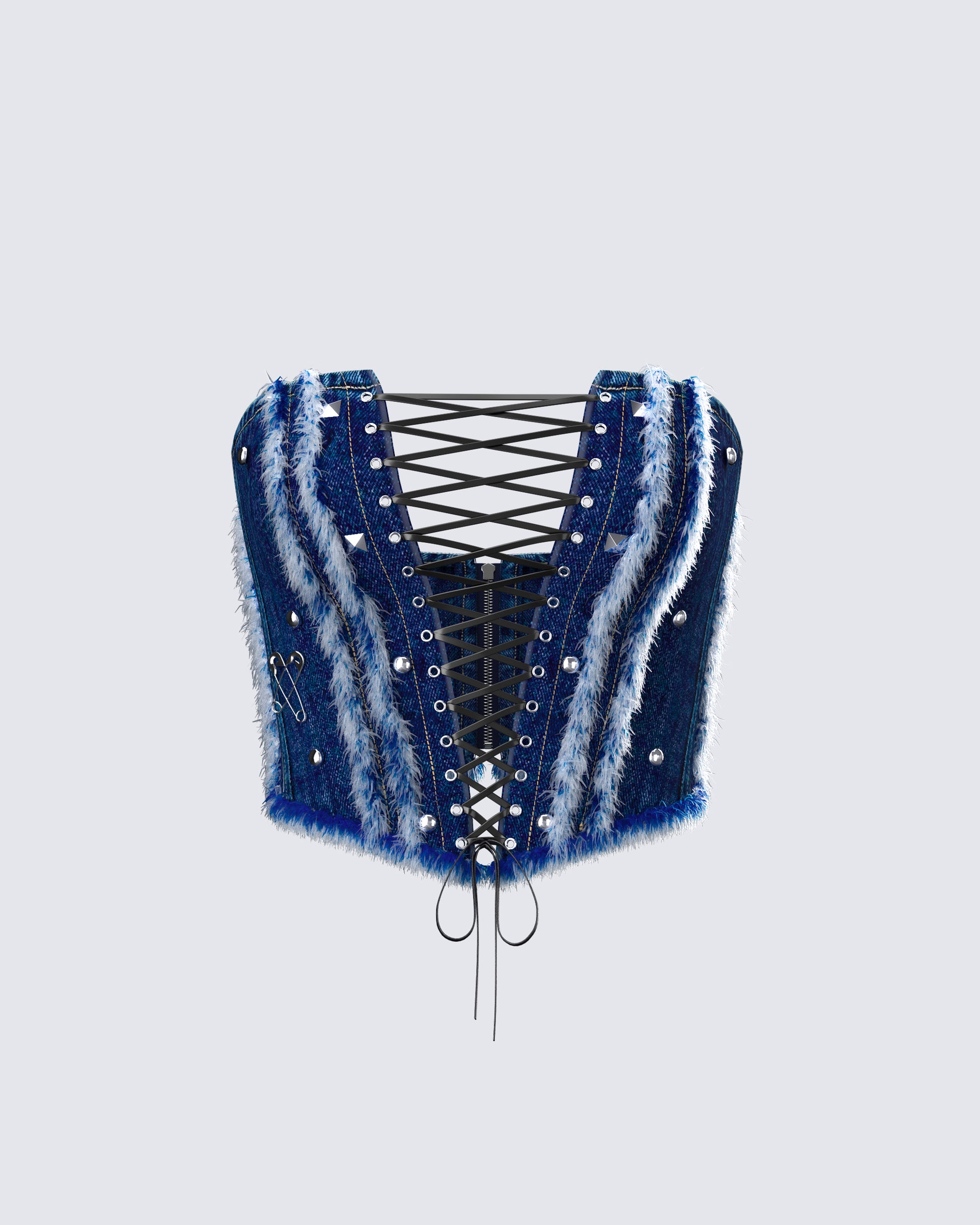 Maja Blue Denim Lace Up Corset Top product front