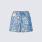 Kian Blue Denim Lace Overlay Shorts product front