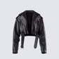 Robyn Vintage Black Cropped Moto Jacket 