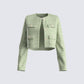 Tess Green Tweed Crop Jacket product front