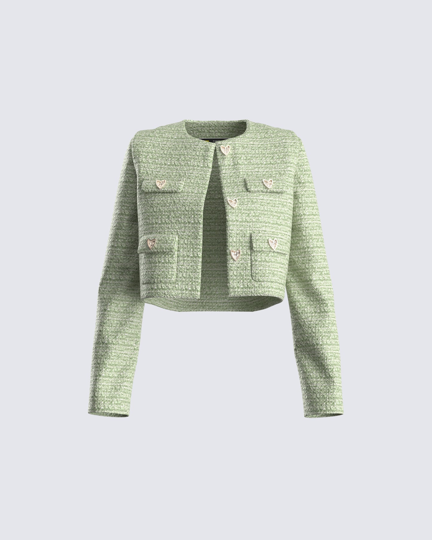 Tess Green Tweed Crop Jacket product front