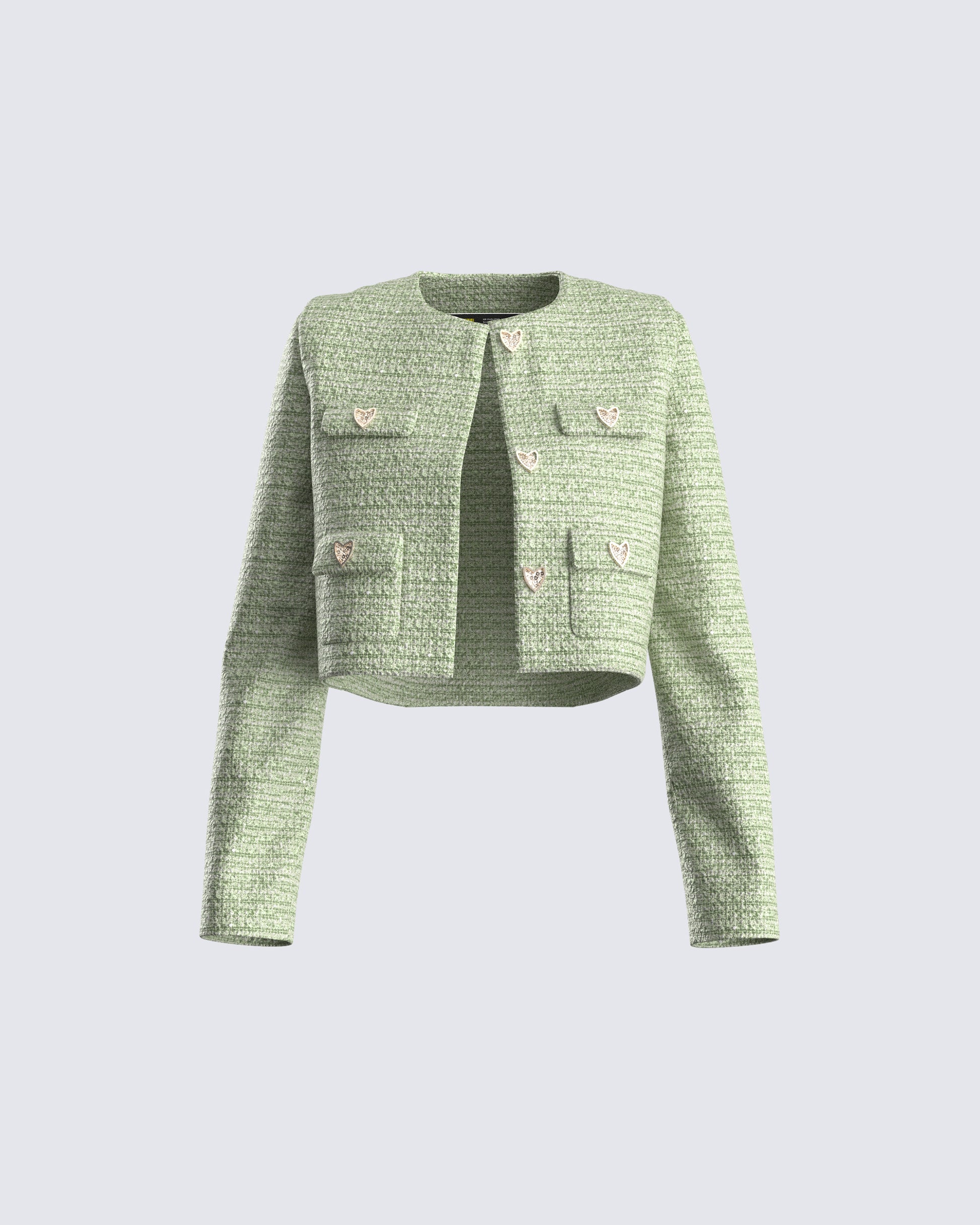 Tess Green Tweed Crop Jacket product front