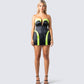 Camille Multi Satin Mini Dress model front