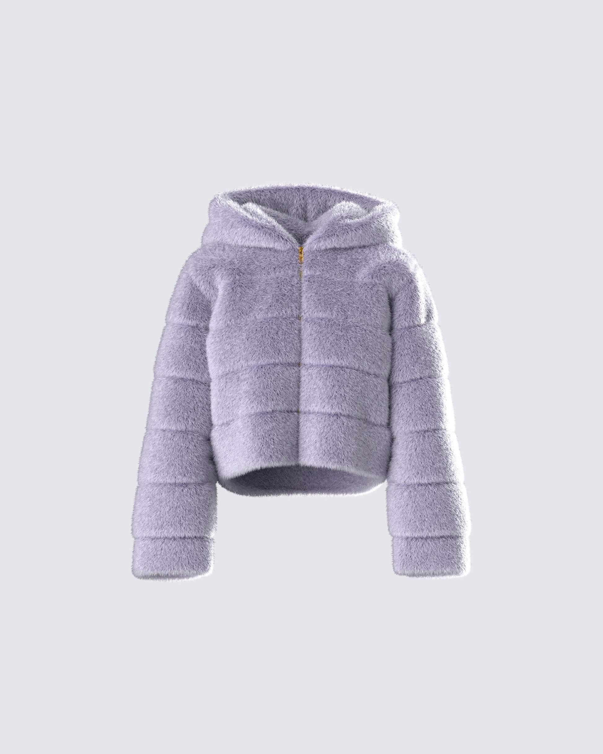 Aspen Grey Faux Fur Hooded Jacket product front