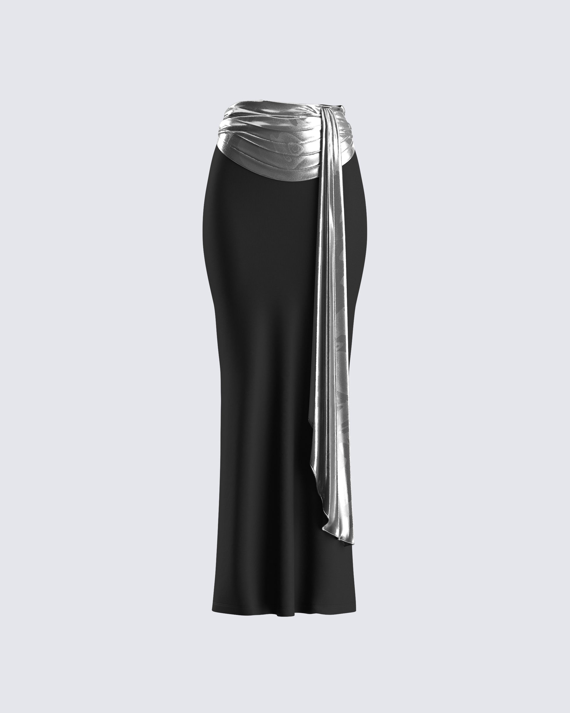 Leylany Black Draped Maxi Skirt 3d product front