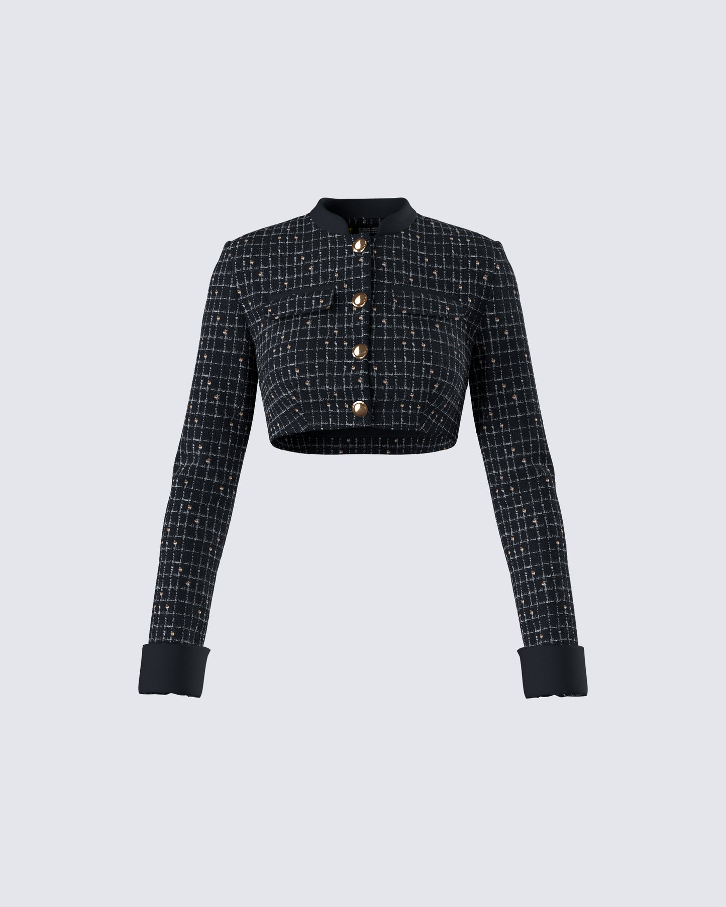 Pippa Black Tweed Cropped Jacket product front