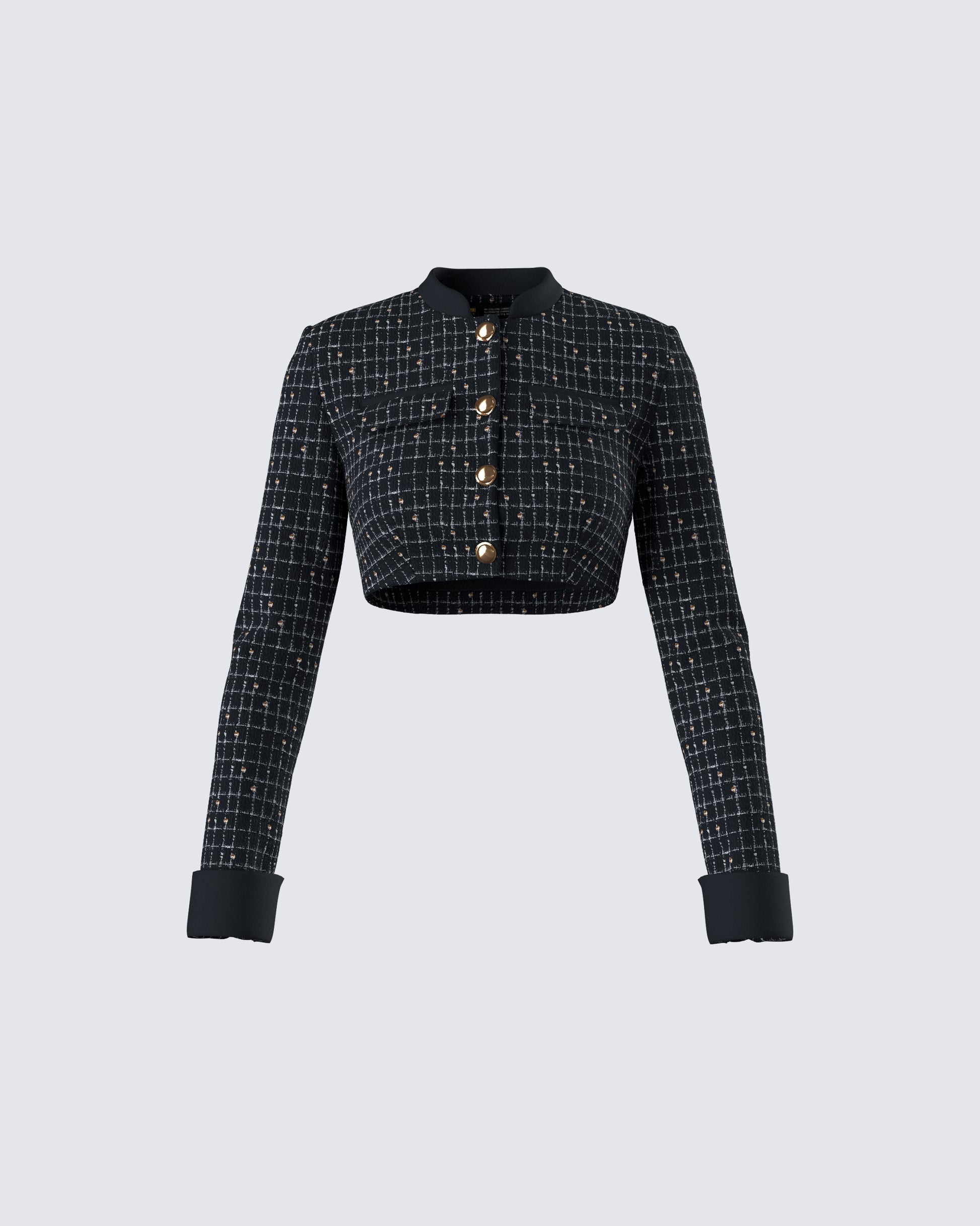 Pippa Black Tweed Cropped Jacket product front