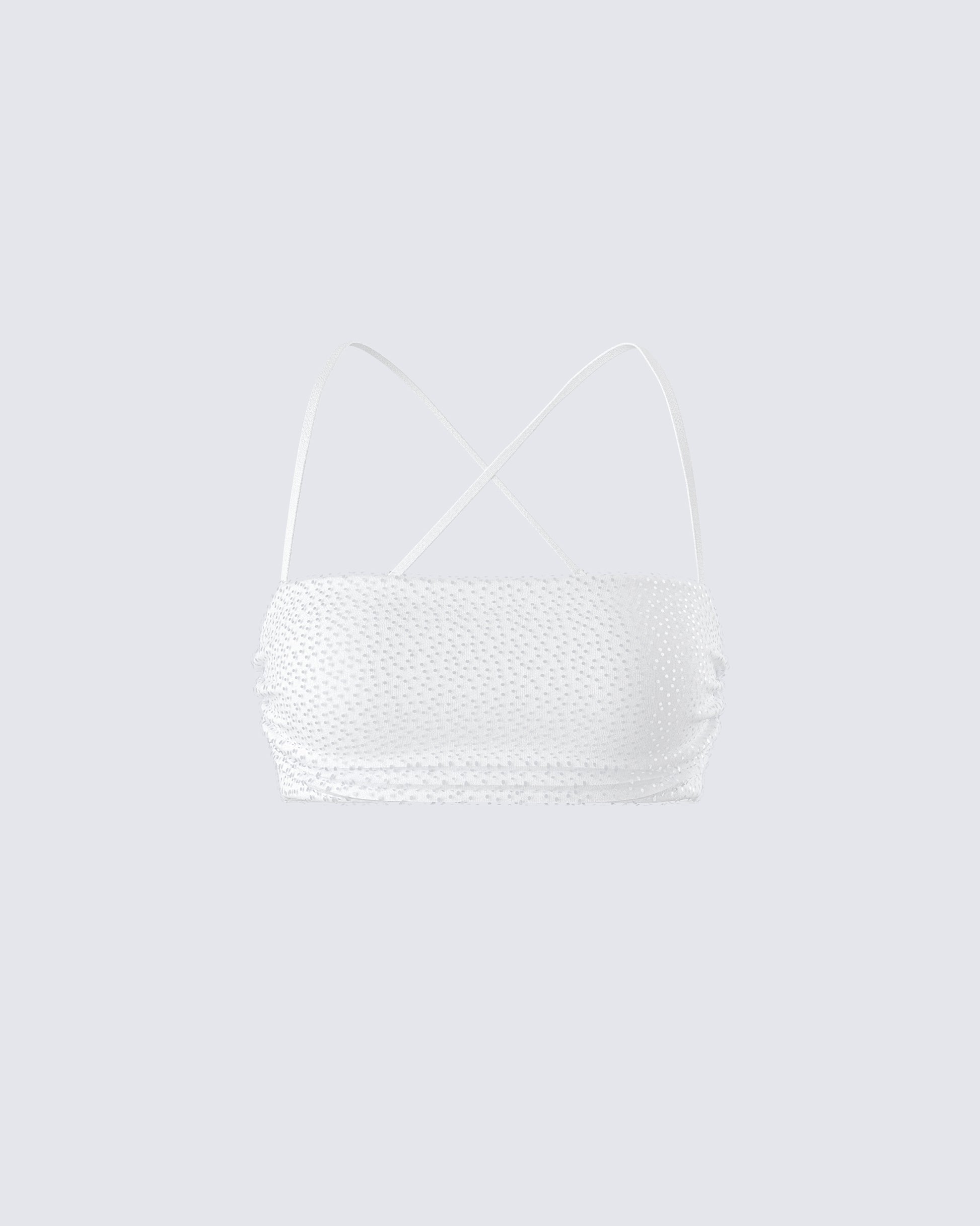Carly White Beaded Bandeau Top product front