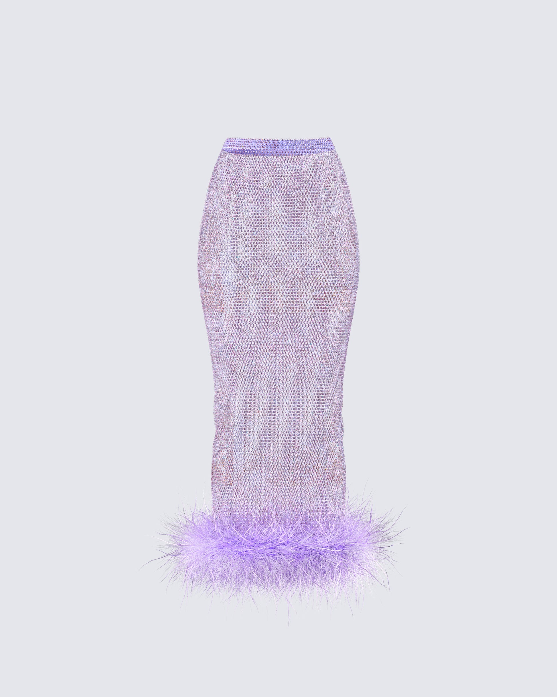 Ophira Lavender Rhinestone Feather Trim Skirt product front