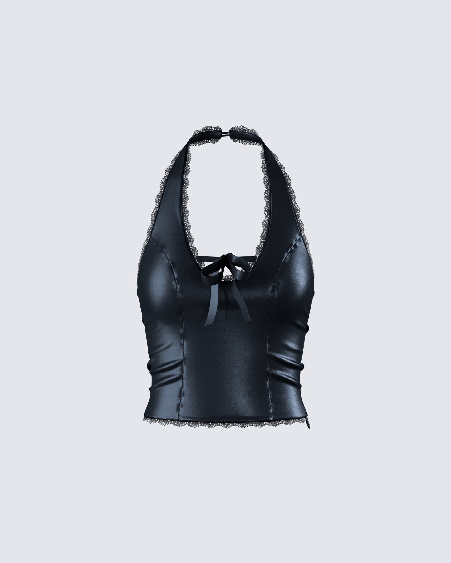 Nalini Black Halter Lace Trim Top product front