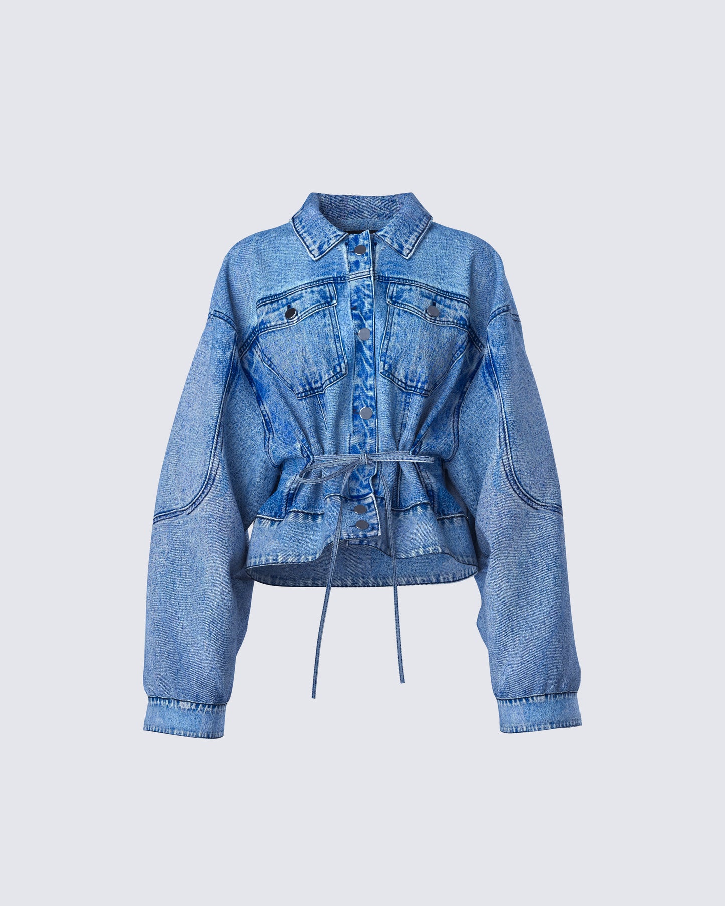 Yui Blue Denim Oversized Cropped Jacket product front
