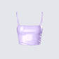 Odalis Lilac Vegan Leather Crop Top 3d product front