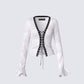Daria Ivory Lace Up Blouse product front