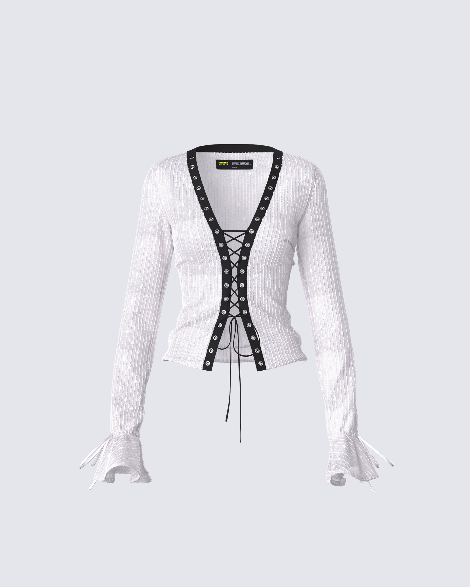 Daria Ivory Lace Up Blouse product front