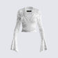 Priya White Lace Top 3d product front