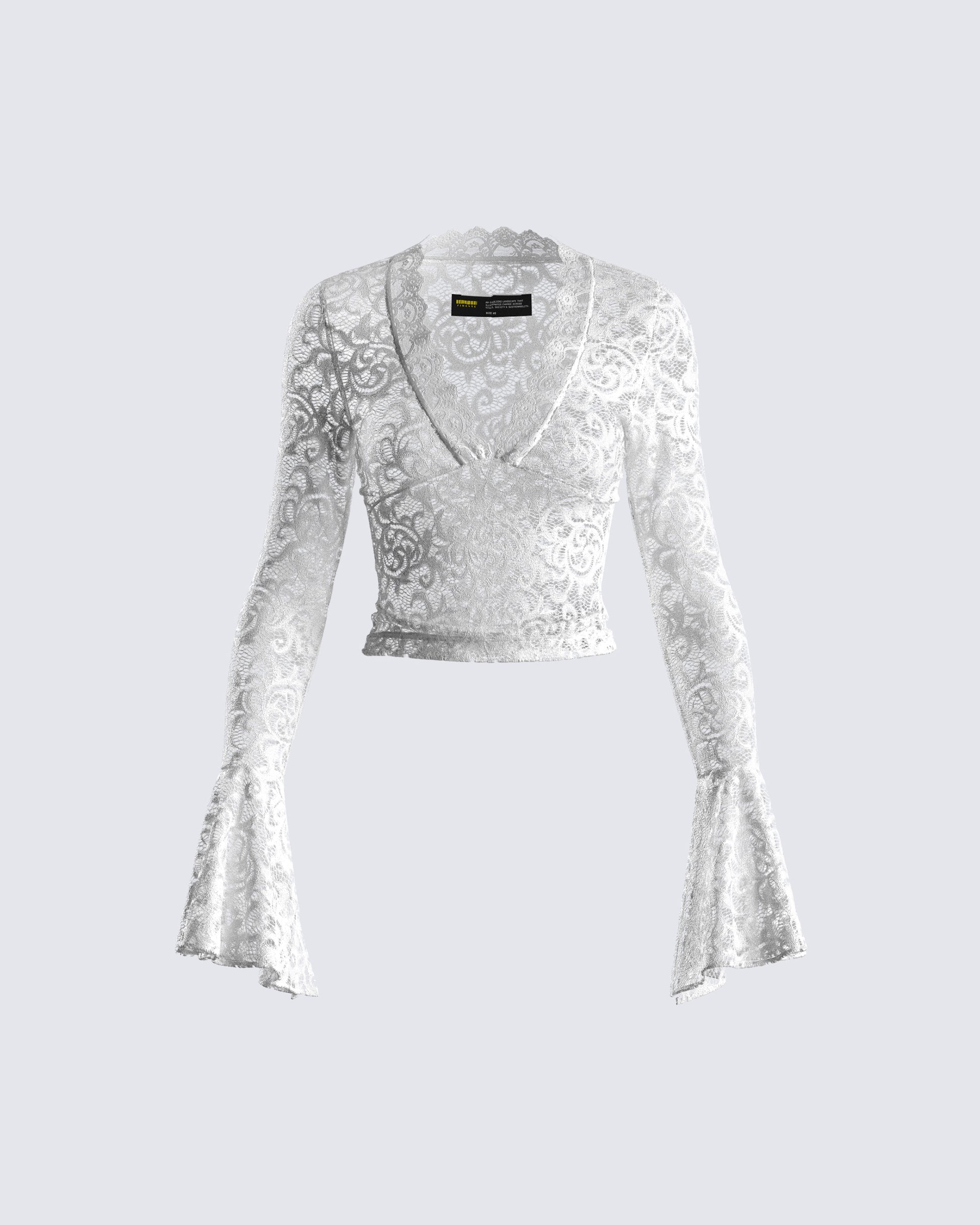 Priya White Lace Top 3d product front