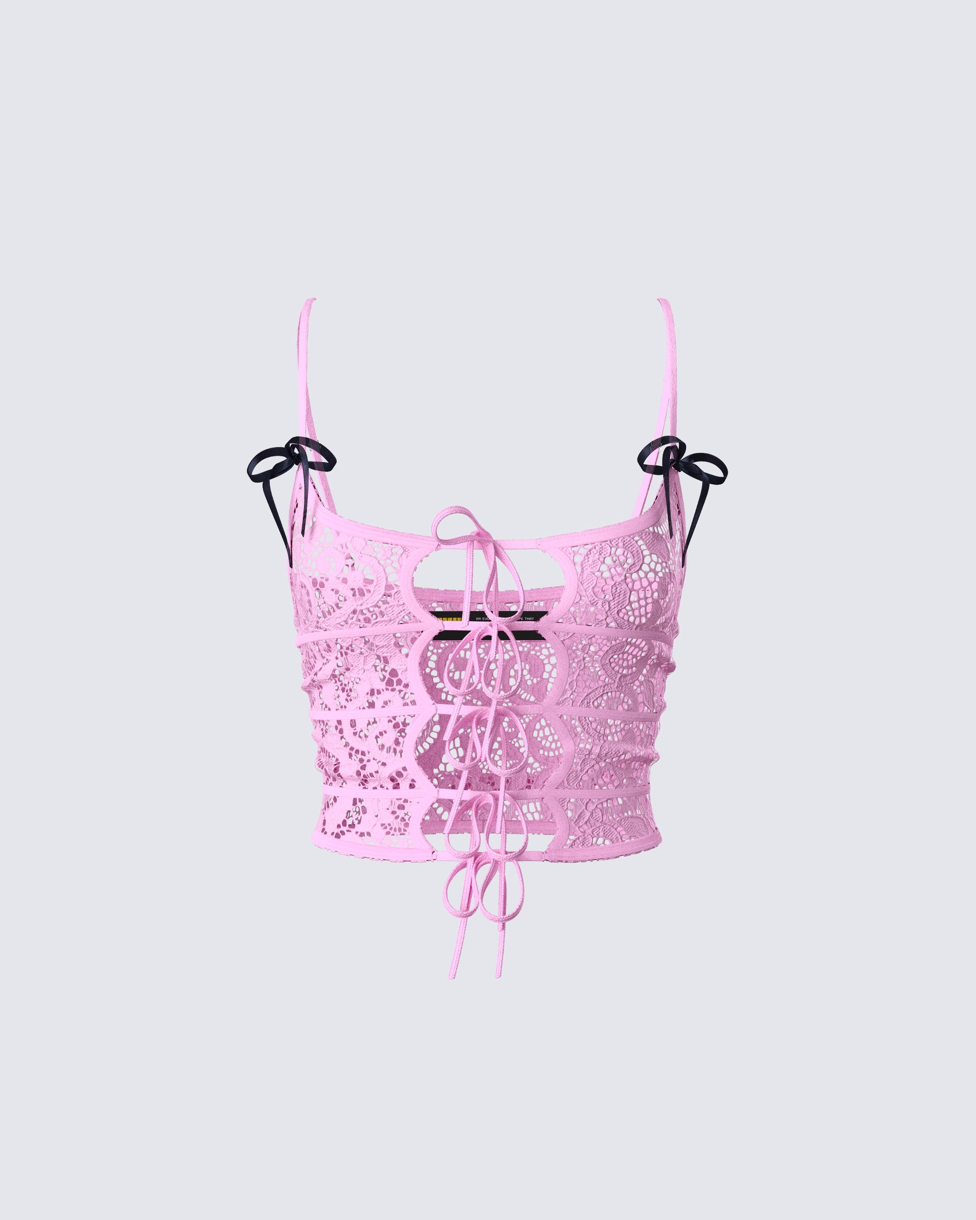 Halsey Pink Lace Tie Front Top product front