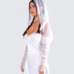Alexa White Gauze Hooded Shrug