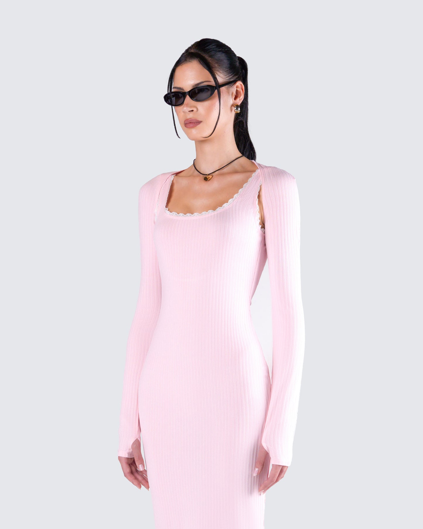 Rai Pink Rib Knit Shrug