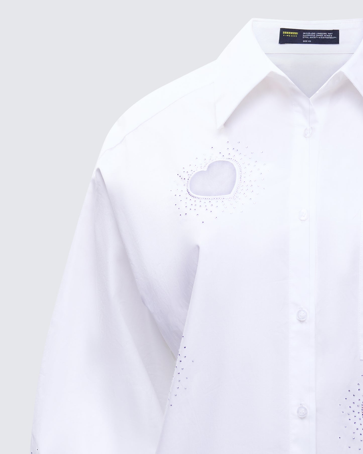 Rafaela White Heart Diamante Shirt