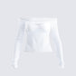 Theo White Sheer Knit Top 3d product front